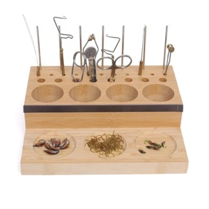 Fly Tying Fishing Kit Tool Organizer - Wooden Fly Fishing Desk - Picture 1 of 10