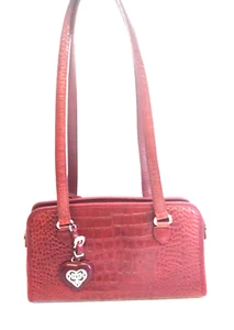 Brighton C528722 Red Shoulder Leather Handbag Purse Embossed Charms - Picture 1 of 12