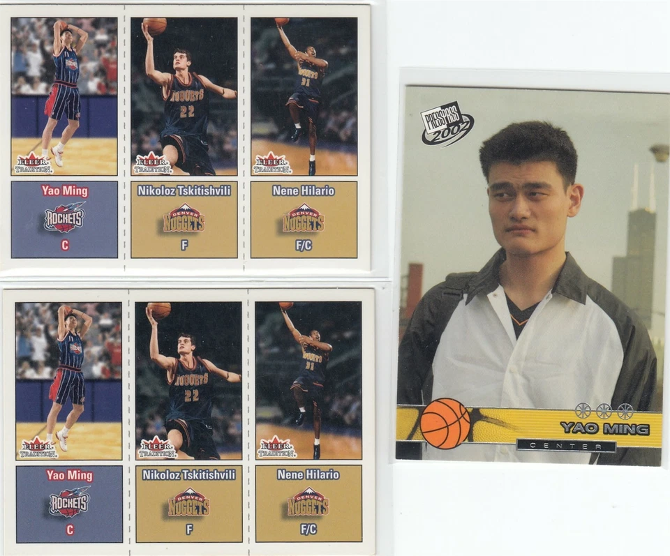 (3) Lote de tarjetas de novato Yao Ming 2002-03 - Fleer Tradition Press Pass Rockets China Foto 1 de 1