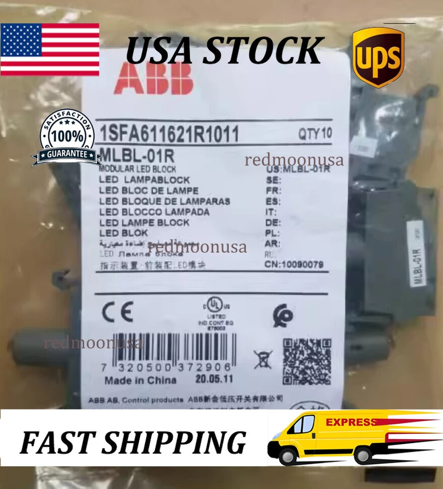 1pcs ABB push button switch lampholder MLBL-01R 24VAC/DC US Free TAX - Image 1 of 1