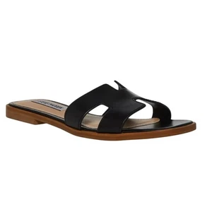 Steve Madden sandali da donna Hadyn Slide US 6,5 M in pelle nera nuovi con scatola - Foto 1 di 13