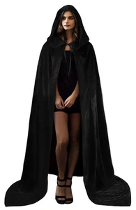 Witch Velvet Cloak Hooded Cape Medieval Costume for Halloween - Picture 1 of 7