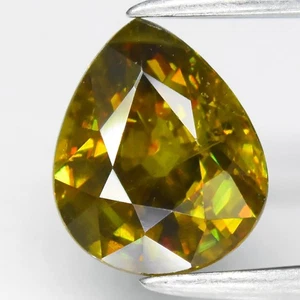 💎 0.89ct 6.5x5.3mm VS Pear Natural Greenish Yellow Sphene - Amazing Luster - Picture 1 of 4