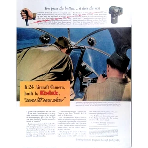 1944 Print Ad Kodak Aircraft Camera Serving Human Progress 11x14 Patriotic - Picture 1 of 3