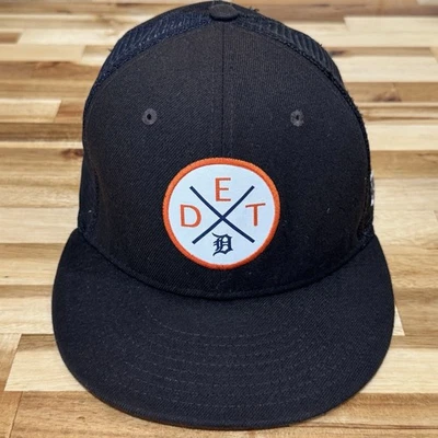 New Era 9Fifty Detroit Tigers Malla Snapback Sombrero Negro Naranja DET Círculo Logo Foto 1 de 4
