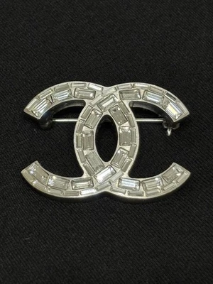 Chanel Double C Crystal Brooch Used Authentic Collectible - Image 1 of 4