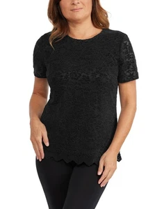 Teddi Rose Damen Spitzen Schlüsselloch Top (US, Alpha, Medium, Regular, Regular, Schwarz) - Bild 1 von 4