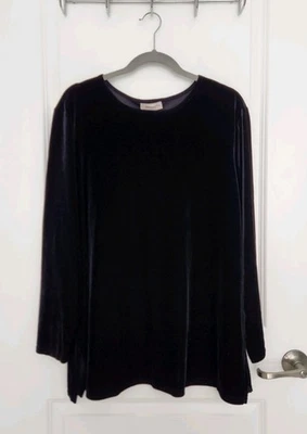 Nuart Women's Tunic velvet Velour Blouse Long Sleeve Black Size 2X - Image 1 of 4