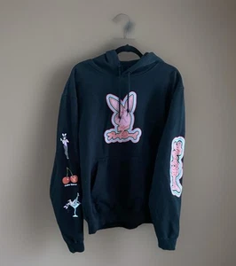 PLAYBOY CLUB JAPAN TOKYO BLACK HOODIE COLOR BARS ANIME BUNNIES Men Medium - Picture 1 of 7