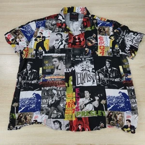 Men's XL Forever 21 Elvis Presley Geometric AOP Pattern Camp Hawaiian Shirt - Picture 1 of 5