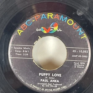 Paul Anka Puppy Love Record 45 RPM Single 10082 ABC-Paramount 1960 Pic Sleeve - Picture 1 of 5