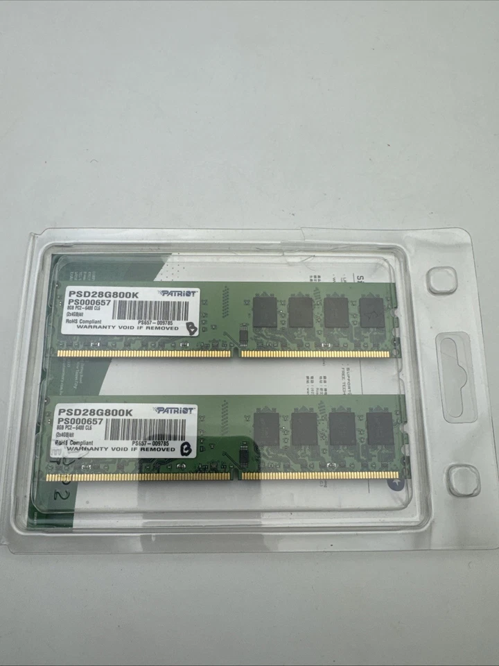 Patriot 8GB (2x4GB) DDR2-800 PC2-6400 CL6 Desktop RAM Kit PSD28G800K - Image 1 of 2