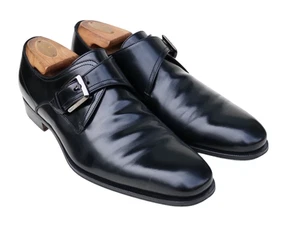 Salvatore Ferragamo Black Leather Single Monk Strap Dress Shoe Men’s SZ 8EE - Picture 1 of 10