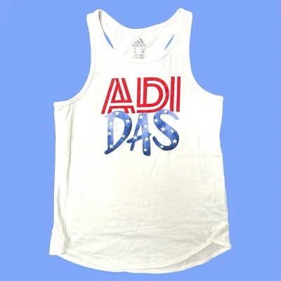 Adidas Athletic Tank Top Red White and Blue Small (7/8) Patriotic Racerback  - Image 1 of 4
