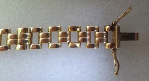 PULSERA DE ESLABÓN PANTERA DE ORO AMARILLO 14K DE COLECCIÓN DE 7" MILOR ELEGANTE ITALIA 11.51G - Imagen 1 de 11