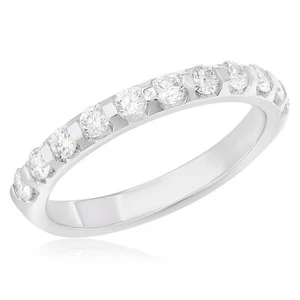 14K WHITE GOLD PAVE ROUND CHANNEL SET DIAMOND WEDDING BAND ANNIVERSARY RING - Picture 1 of 1