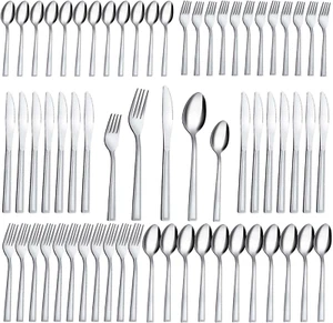 60 Piece Silverware Set for 12, Stainless Steel Flatware, Mirror Polished - Picture 1 of 12