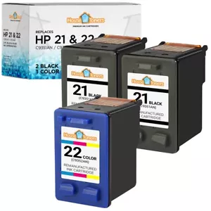 3PK Fits HP 21 HP 22 Ink Cartridge Combo Officejet J3650 J3680 4315 Printers - Picture 1 of 2