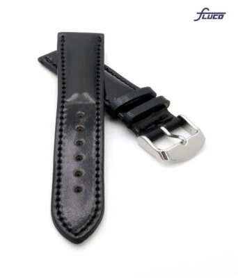 Fluco Uhrenarmband Shell Cordovan Modell Galopper-Chrono schwarz-TiT 20 mm - Bild 1 von 3