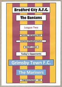 BRADFORD CITY v GRIMSBY TOWN 04.01.25 LEAGUE TWO MATCH PROGRAMME - Picture 1 of 3