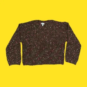 TOPSHOP Chevron Knitted Crop Jumper, Pink and White Stitching, Brown, UK M - Picture 1 of 4