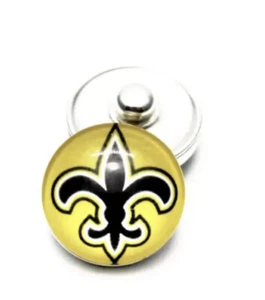 Football Saints Fits Ginger Snap Button Snaps Football Jewelry 18mm 1pc - Picture 1 of 2
