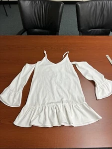 Boohoo Damen Cold Shoulder V-Ausschnitt Kleid Elfenbein Größe 6 Stretchig 118 - Bild 1 von 10