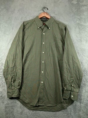 Austin Reed London Oxford Shirt Mens Large Green Check Regent Street Button Up - Image 1 of 4