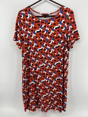 Felicity & Coco Short Sleeve Knee Length Dress Womens Size Large Red White Blue - Image 1 of 4