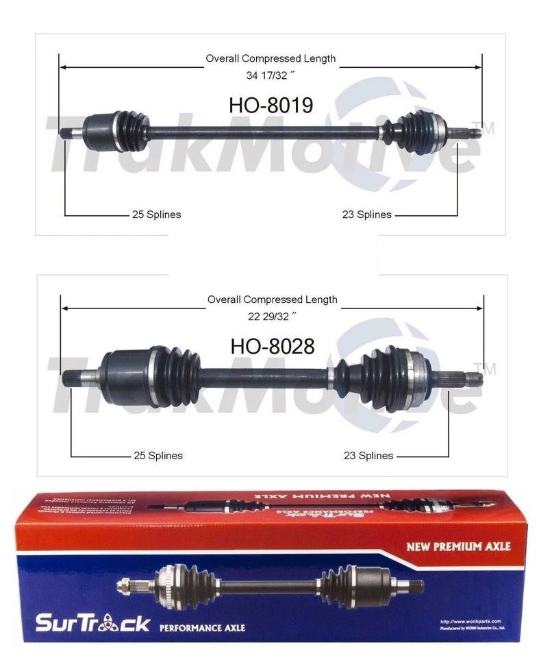 Пара передних осевых валов в сборе SurTrack для Honda Civic FWD 84-87 - Изображение 1 из 1