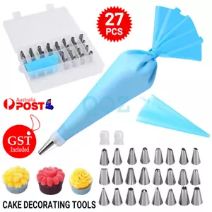 27Pcs Cake Decorating Tools Kit Piping Nozzles Cream Icing Bags Set Pastry Tips - Picture 1 of 19