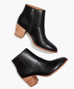 Stivaletto donna Madewell taglia 8 pelle tacco grosso nero zip laterale  - Foto 1 di 8
