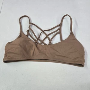 Aerie Women Swimwear Medium Brown Strappy Scoop Bikini Wireless Pullover - Picture 1 of 7