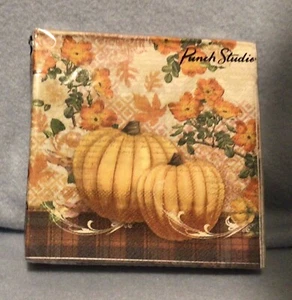 Punch Studio Beverage Paper Napkins New 40 -Fall Pumpkin Plaid - Picture 1 of 1