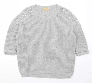Lou Lou Womens Grey Round Neck Acrylic Blend Jumper Size M - Picture 1 of 12