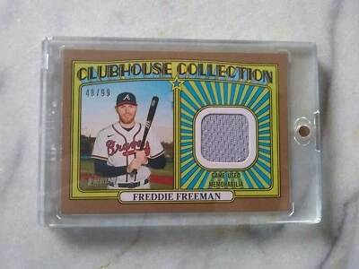 2021 Topps Heritage Freddie Freeman Jersey Relic Clubhouse Collection Gold 48/99 - Image 1 of 2