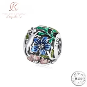 Ciondolo Coniglio e Fiori Autentico Argento Sterling 925 - Foto 1 di 4