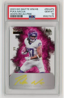 2023 Wild Card Matte Puka Nacua RC Pink Autograph /3 PSA 10 - Image 1 of 2