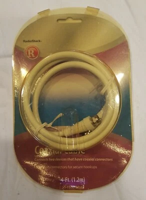 Radio Shack Coaxial Cable, 4 feet, White, New - Image 1 of 2