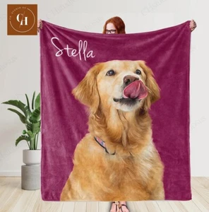 Individuelle Hundegesichtsdecken, Personalisierte Haustier Fotodecke, Fleece Hundedecken - Bild 1 von 10