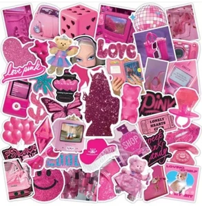 Set of 50 Pink Girly Y2K Girl Stickers Waterbottle Laptop Diva Love - Picture 1 of 3