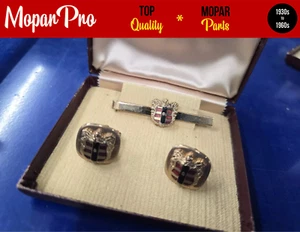 NOS 1940s 50s 60s DODGE Cufflinks Set With Tie Bar 1950 1951 1952 46 47 48 49 - Picture 1 of 6