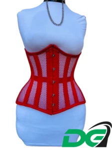 Women Handmade Red Mesh Steel Boned Underbust Corset Truly Waist Cincher CORSET - Picture 1 of 5