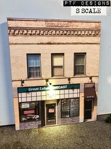 CUSTOM NAME S Scale Die-Cast Car Hobby Shop - Scratch Built Building Flat w/ LED - Bild 1 von 6
