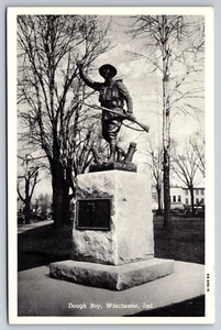 Winchester Indiana Dough Boy Statue Soldier Monument Postcard - Picture 1 of 2
