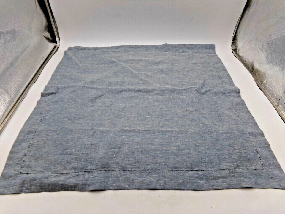 Pottery Barn Belgian Flax Linen Hemstitch Chambray Pillow Cover Euro Sham 26