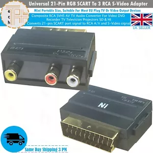 RGB Scart Socket to Composite 3 RCA SVHS S-Video AV TV adattatore cavo audio DVD - Foto 1 di 1