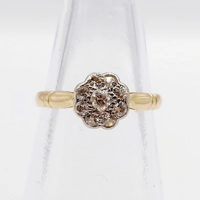 Bague marguerite antique or 18k diamants taille ancienne (circa 1900) - Photo 1/4
