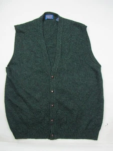 Mens Vtg 80s Vest Pendleton Shetland Virgin Wool Sweater Green Heather Sz XL 90s - Picture 1 of 9