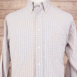 Chaps Shirt Mens 17.5 32/33 Plaid Classic Fit Wrinkle Free Button Up -01 - Picture 1 of 8